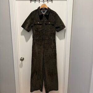 Green velvet utility jumpsuit - Size 10